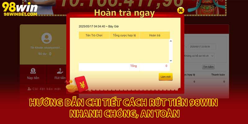 Bí Quyết Rút Tiền 98Win Thành Công 100% Không Mất Phí 2 Hướng dẫn chi tiết cách rút tiền 98win nhanh chóng, an toàn